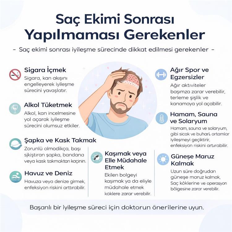 Saç Ekimi Sonrası Yapılmaması Gerekenler